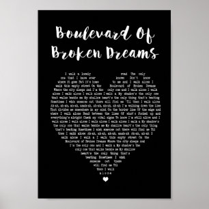 Affiche Boulevard Of Broken Dreams Chanson De Coeur Noir L