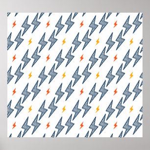 Affiche Boulons de foudre Doodle Flash transparent