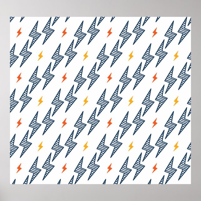 Affiche Boulons de foudre Doodle Flash transparent (Devant)