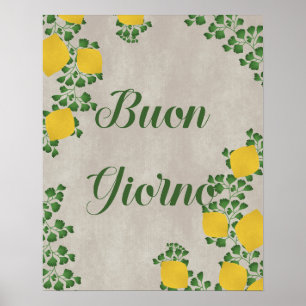 Affiche Bouon Giorno Lemon Floral - Art Italien