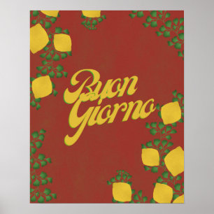 Affiche Bouon Giorno Lemon Floral - Art Italien