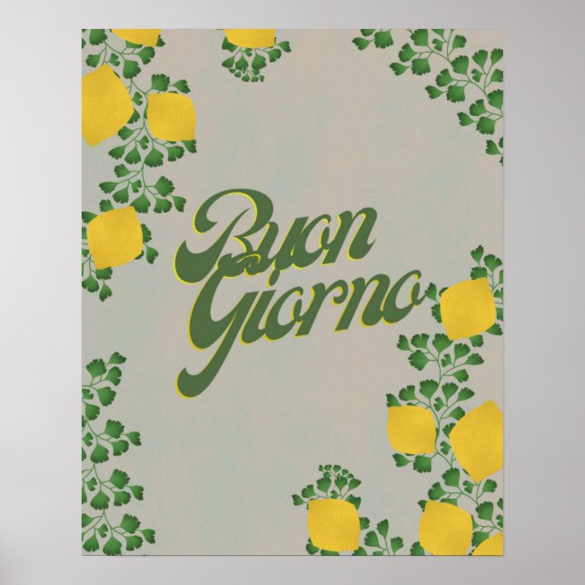 Affiche Bouon Giorno Lemon Floral - Art Italien (Devant)