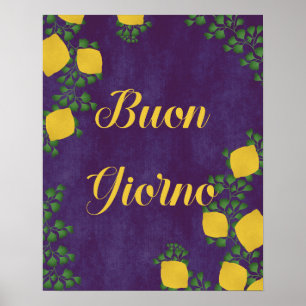 Affiche Bouon Giorno Lemon Floral - Art Italien