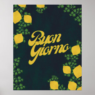 Affiche Bouon Giorno Lemon Floral - Art Italien