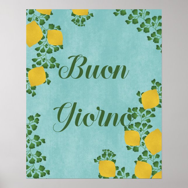 Affiche Bouon Giorno Lemon Floral - Inspiré par l'Italie (Devant)