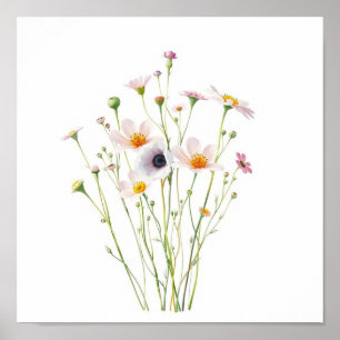 Affiche Bouquet aquarelle de fleurs sauvages