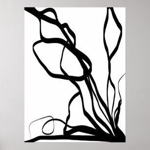 Affiche Bouquet Blanc : Abstrait blanc & noir