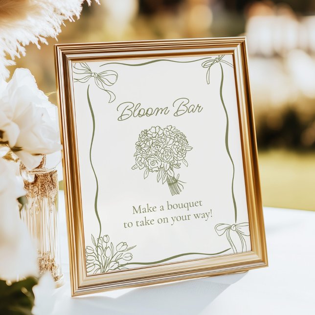 Affiche Bouquet Bloom Bar Bridal Shower Sign (Créateur téléchargé)