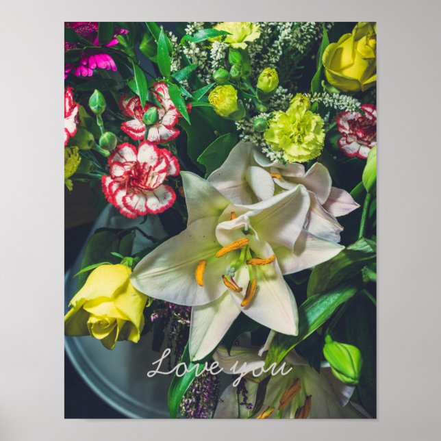 Affiche Bouquet coloré avec lily  (Devant)