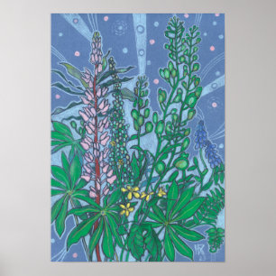 Affiche Bouquet d'automne Bluebonnet Fleur sauvage Croquis
