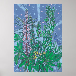 Affiche Bouquet d'automne Bluebonnet Fleur sauvage Croquis