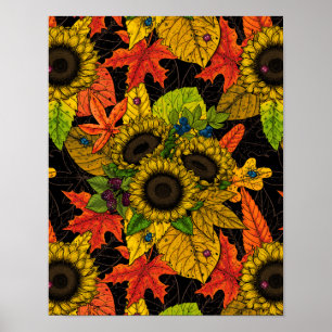 Affiche Bouquet d'automne noir