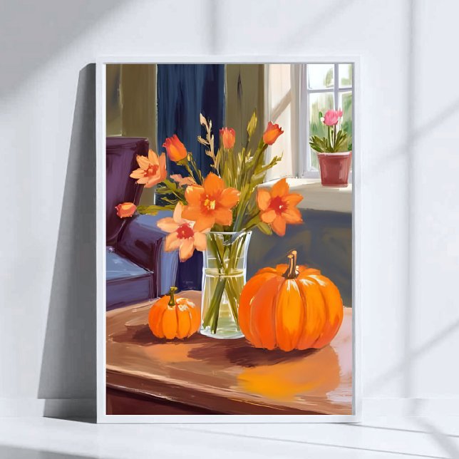 Affiche Bouquet de citrouilles d'automne | Fleurs orange a (Créateur téléchargé)