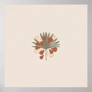 Affiche Bouquet de fleurs abstraites en terre cuite et sau