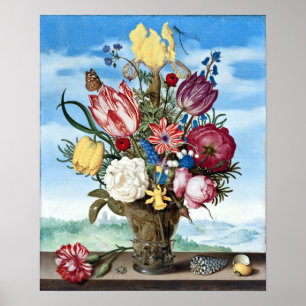 Affiche Bouquet de fleurs Ambrosius Bosschaert sur une hai