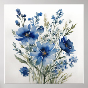 Affiche Bouquet de fleurs aquarelle élégante