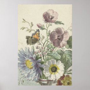 Affiche Bouquet de fleurs avec un Vanesse des Chardons,
