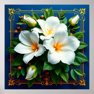 Affiche Bouquet de fleurs blanches