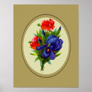 Affiche Bouquet de fleurs bleu Iris