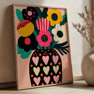 Affiche Bouquet de fleurs colorées Art floral maximaliste 
