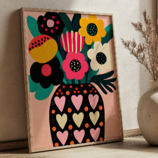 Affiche Bouquet de fleurs colorées Art floral maximaliste