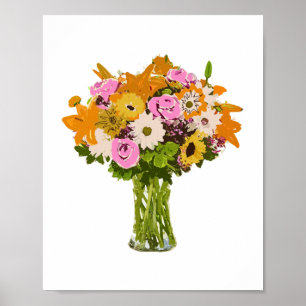 Affiche Bouquet de fleurs dans la peinture de vase