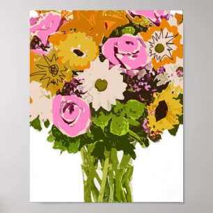 Affiche Bouquet de fleurs dans la peinture de vase