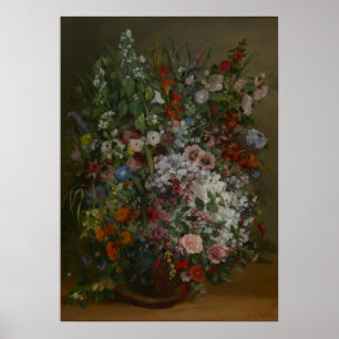 Affiche Bouquet de fleurs dans un vase de Gustave Courbet