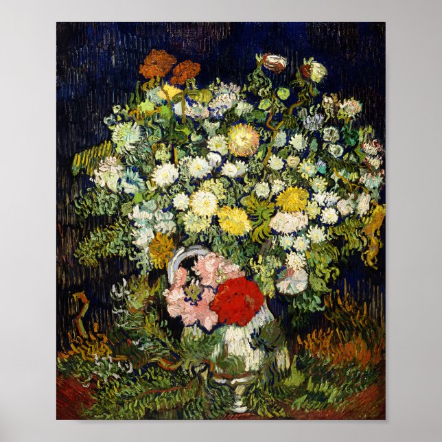 Affiche Bouquet de fleurs dans un vase de Vincent Van Gogh (Devant)