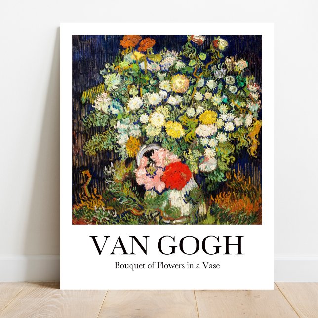 Affiche Bouquet de fleurs dans un vase de Vincent van Gogh (Van Gogh's Vibrant Blooms: "Bouquet of Flowers." Museum-quality poster)