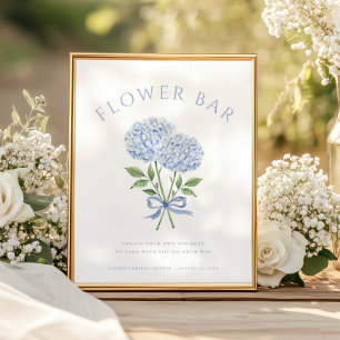 Affiche Bouquet de fleurs de Hortensia Bleu Bar Fleur