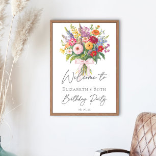 Affiche Bouquet de fleurs de jardin coloré élégant pour an