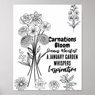 Affiche Bouquet de fleurs de naissance modifiable
