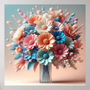 Affiche Bouquet de fleurs en papier