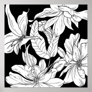 Affiche Bouquet de fleurs Nature Floral Page de coloriage