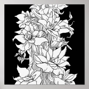 Affiche Bouquet de fleurs Nature Floral Page de coloriage