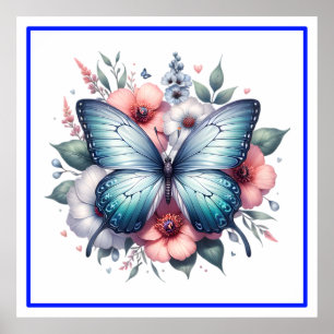 Affiche Bouquet de fleurs papillon vibrant Art-96283