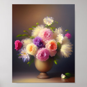 Affiche Bouquet de fleurs pastel doux