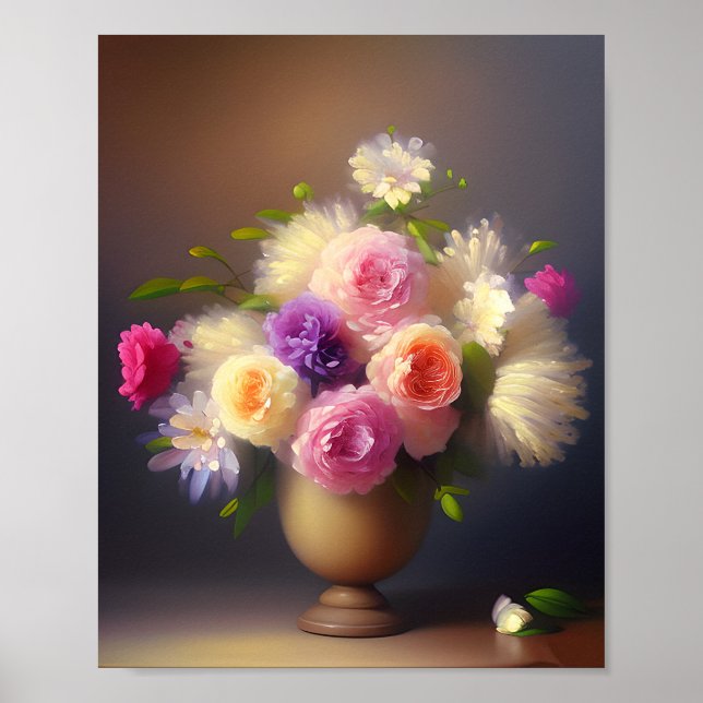 Affiche Bouquet de fleurs pastel doux (Devant)
