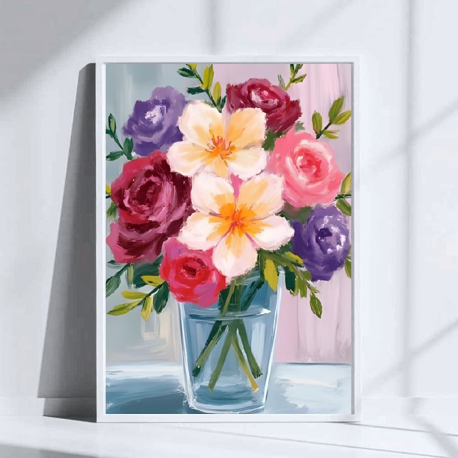 Affiche Bouquet de fleurs peinture florale aquarelle (Créateur téléchargé)