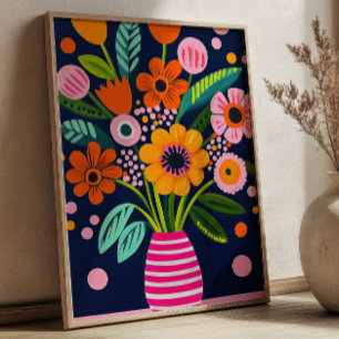 Affiche Bouquet de fleurs printanières colorées Vase Art f