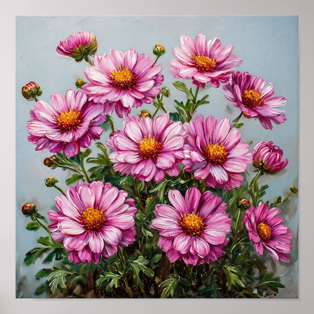 Affiche Bouquet de fleurs roses Élégante nature morte flor (Devant)