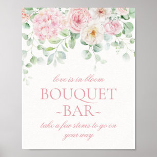 Affiche Bouquet de fleurs roses Floral Hydrangea Bridal Ba