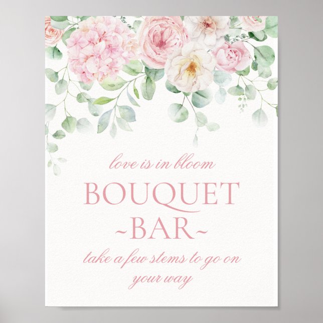 Affiche Bouquet de fleurs roses Floral Hydrangea Bridal Ba (Devant)