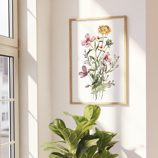 Affiche Bouquet de fleurs sauvages à l'aquarelle #1 (In situ Beside the window)
