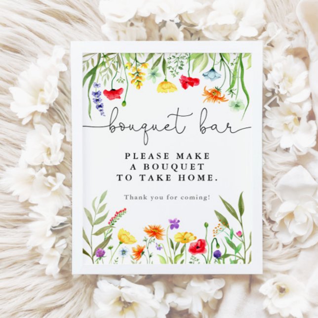 Affiche Bouquet de fleurs sauvages colorées bar pancarte d (Créateur téléchargé)