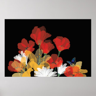 Affiche Bouquet de Fluers et Noir