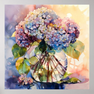 Affiche Bouquet de Hortensia Botanique Art