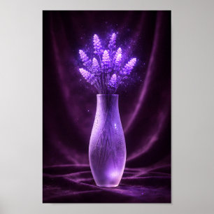 Affiche Bouquet de lavande lumineux dans un vase en verre 