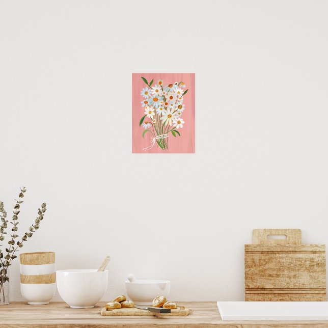Affiche Florale Marguerite Blanche Dans Vase – Impression D'art – Plusieurs Tailles